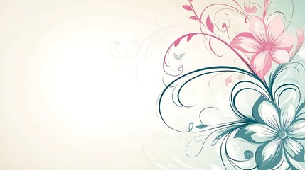 Delicate Floral Design with Swirling Vines and Blossoms