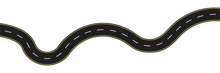 Winding curves road isolated on transparent background. winding road from top view. vector illustration.