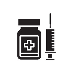 Obraz premium Vaccine vial icon Line Art Logo set