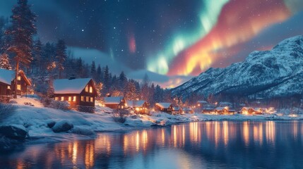 Arctic Village Glows Under Aurora's Embrace