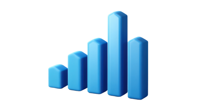 Graph with blue bar isolated on white background 