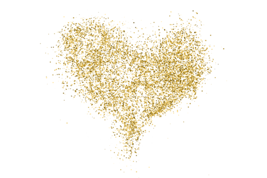 Gold Heart Texture Pattern on Transparent Background. Light Golden Confetti. PNG Design Element.
