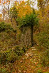 Obraz premium Fantasy ancient stone walls covered with moss