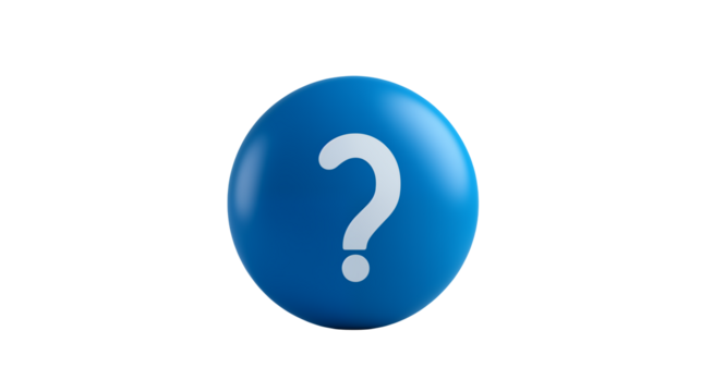 Blue Sphere with Question Mark: FAQ Icon for Websites and Applications transparency background