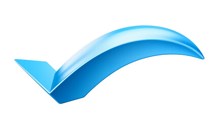 3D Blue Checkmark Arrow: Success, Approval, and Confirmation Symbol for Presentations and Websites transparency background