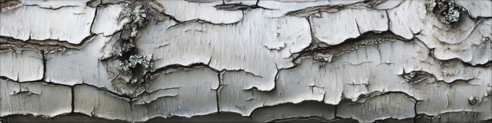 Obraz premium A flaking and cracked bark of a beech tree, showcasing soft silvery-gray hues and a smooth overall texture.