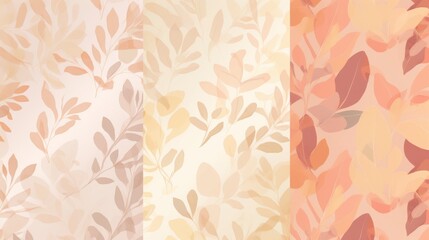 Abstract floral-inspired patterns with gradients of pastel peach, coral, and soft yellow, fading into a pale cream background.