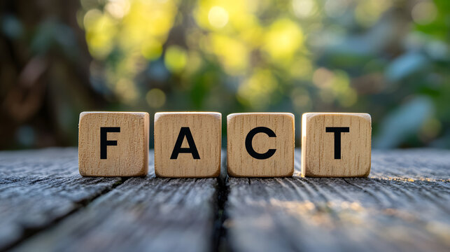 fact word on wooden cubes, letters on wooden cubes