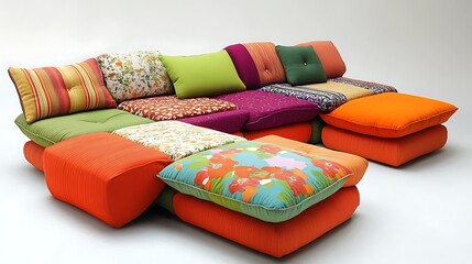 Amusing sofa with a fun, modular design and bright, contrasting colors 