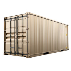 Cargo shipping container, metallic structure, isolated on white background, ideal for logistics and transport concepts.