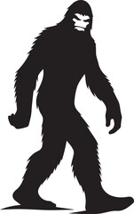 Fototapeta premium Walking Bigfoot Silhouette Vector Art. Bigfoot yeti silhouette set, isolated white background