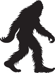 Walking Bigfoot Silhouette Vector Art. Bigfoot yeti silhouette set, isolated white background