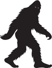 Walking Bigfoot Silhouette Vector Art. Bigfoot yeti silhouette set, isolated white background