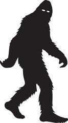 Walking Bigfoot Silhouette Vector Art. Bigfoot yeti silhouette set, isolated white background