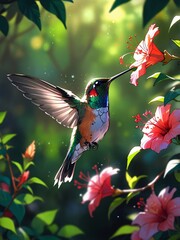 Naklejka premium Grace in Motion: A Hummingbird’s Dance