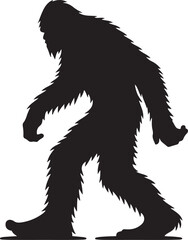 Walking Bigfoot Silhouette Vector Art. Bigfoot yeti silhouette set, isolated white background