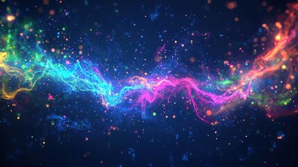 Fototapeta premium Colorful lightbulb idea with abstract energy and vibrant paint streaks