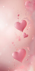 A soft pastel pink background adorned with a few scattered pink hearts and subtle sparkles in the bottom corner. The majority of the image is blank, providing ample space in the center