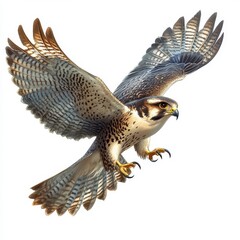 Fototapeta premium Majestic Falcon in Flight with Detailed Feather Patterns and Colors