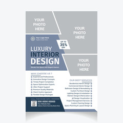 Luxury interior design flyer template layout