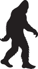 Walking Bigfoot Silhouette Vector Art. Bigfoot yeti silhouette set, isolated white background