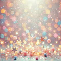 Shimmering pastel tones of glowing abstract bokeh lights