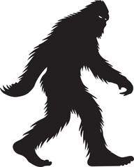 Walking Bigfoot Silhouette Vector Art. Bigfoot yeti silhouette set, isolated white background