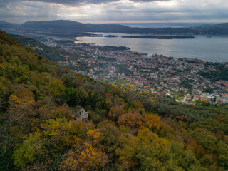 Ruined church in forested mountains, Montenegro