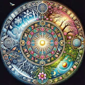 From Snowflakes to Flowers: The Transition of Seasons in a Spring Equinox Mandala