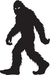 Walking Bigfoot Silhouette Vector Art. Bigfoot yeti silhouette set, isolated white background