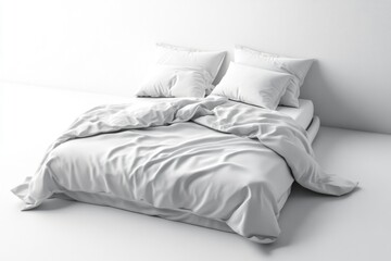 Stylish white bedding arrangement ideal for showcasing home decor.