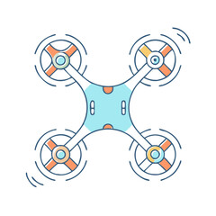 drone vector icon, electronics vector illustration - simple illustration of drone perfect for logos, and electronics-themed designs.