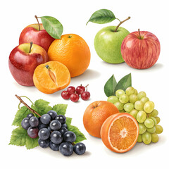Realistic mini fruit composition on white background
