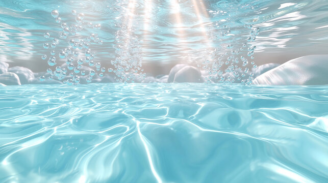 Serene Underwater Abstract with Air Bubbles