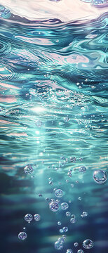 Serene Underwater Abstract with Air Bubbles