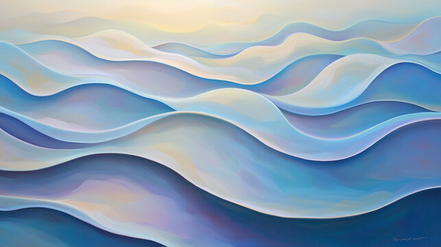 Calming Abstract Composition with Flowing Shapes - Generative AI Image