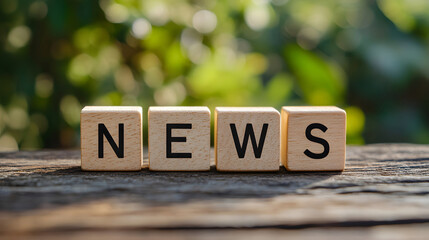 news word on wooden cubes, letters on wooden cubes