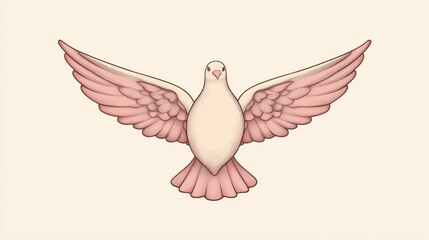 Obraz premium Winged Dove on Blank Background Symbolizing Peace and Holiness in Serene Minimalist Illustration for Spiritual Concepts and Elegant Design