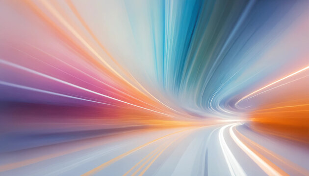 Route tunnel abstrait avec un flou cin&eacute;tique dynamique illustrant la vision p&eacute;riph&eacute;rique et le mouvement.