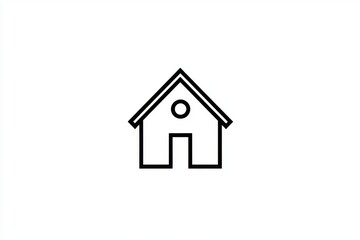 Minimalistic Line Art Icon of a Simple House. Black Lines on White Background, Flat Vector Design.