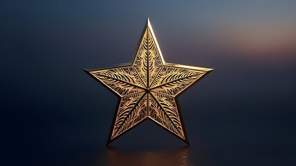 Fototapeta premium Intricate Golden 3D Five-Pointed Star, New Year's Luxury Icon PNG