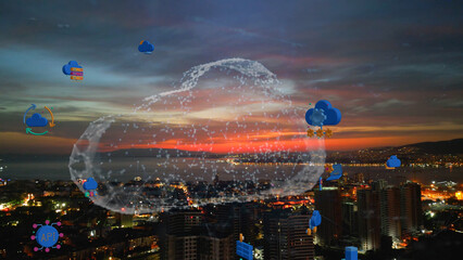 Cloud computing concept. Communication network. High quality photo