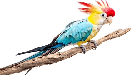 Fototapeta premium Vibrant Yellow crested Cockatoo on Branch