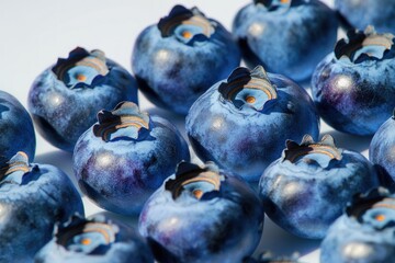 Obraz premium Fresh blueberries arranged closely, showcasing vibrant colors an