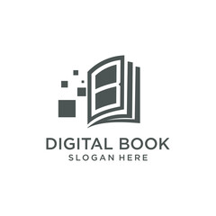 Book technology logo, Digital book logo design, online learning logo, digital book logo icon