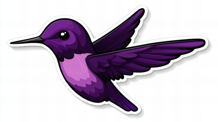 Obraz premium Vibrant purple hummingbird in flight, a delightful sticker design.