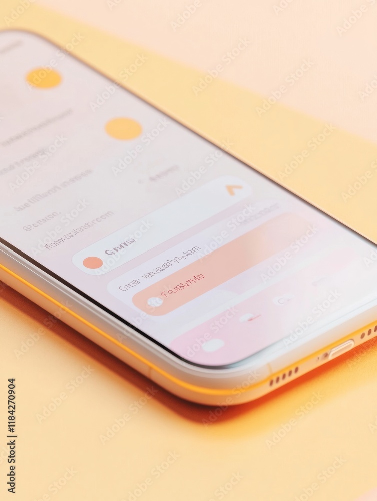 Aufkleber Close up view of modern smartphone displaying vibrant messenger chat with user interaction in cozy indoor setting. Generative AI