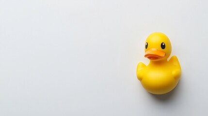 Cheerful Yellow Rubber Duck Floating on White Background