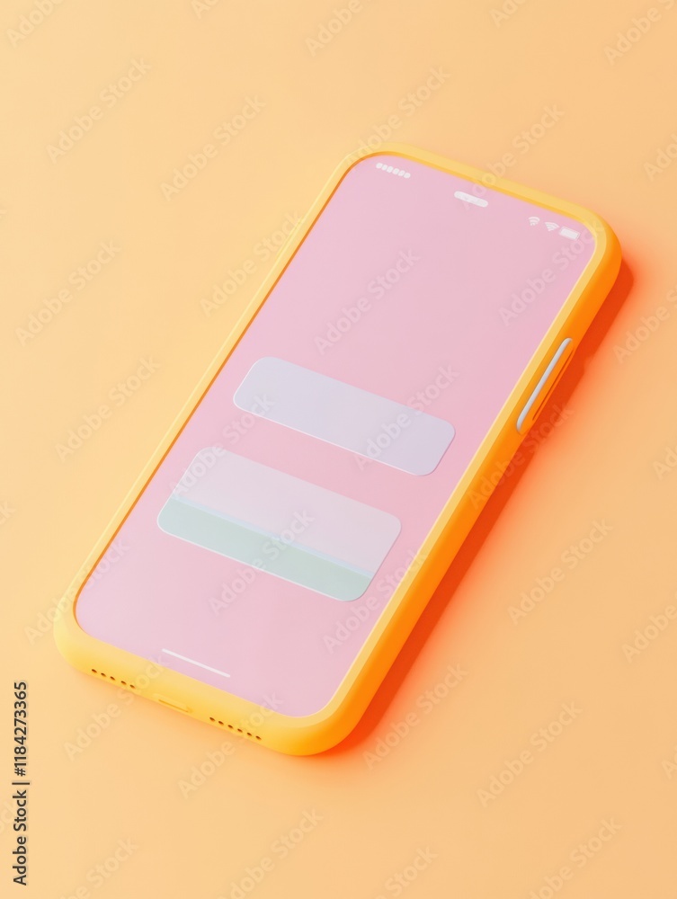 Poster close up of a modern smartphone featuring a vibrant messenger chat on a pastel background during a b
