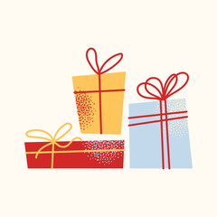 Cartoon stickers Valentine's Day concept. Set of romantic elements flowers, gift boxes, hearts, love letters, doves, and champagne glasses isolated on a light background vector illustration.